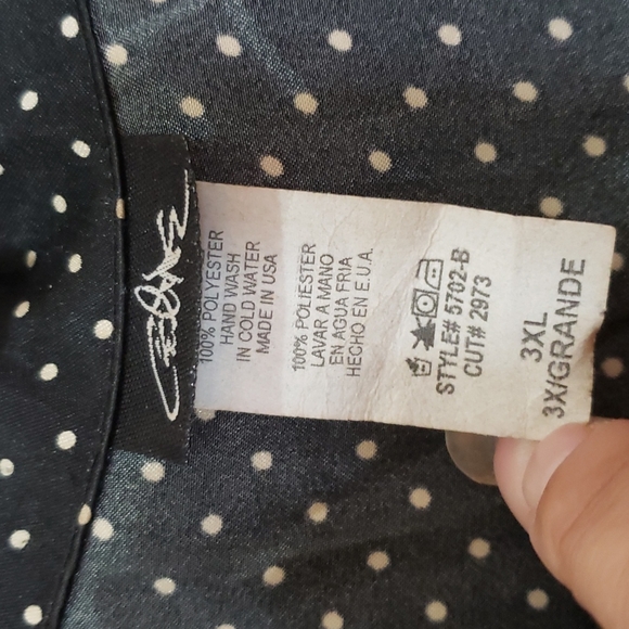 Celine black polka dot blouse w/crystal buttons 3x - Picture 9 of 9